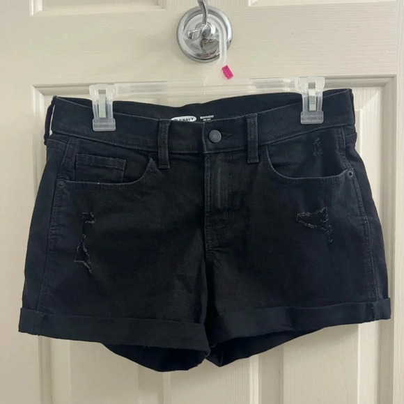 Old Navy - black boyfriend mid-rise distressed jean shorts size 4 - Picture 1 of 8